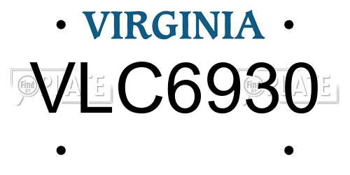 VLC6930 Virginia License Plate