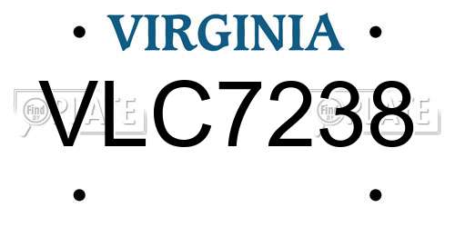 VLC7238 Virginia License Plate