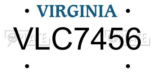 VLC7456 Virginia License Plate