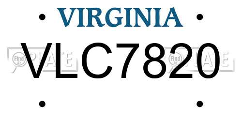VLC7820 Virginia License Plate