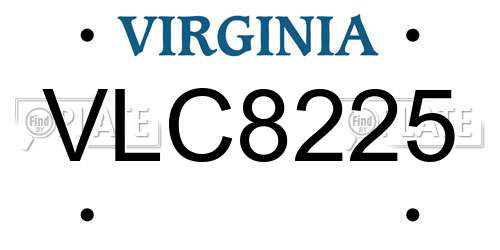 VLC8225 Virginia License Plate