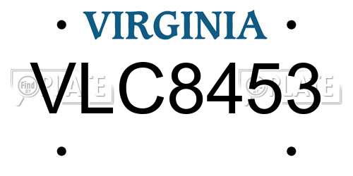 VLC8453 Virginia License Plate