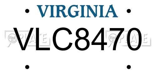 VLC8470 Virginia License Plate