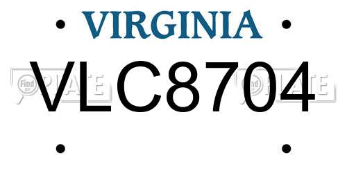 VLC8704 Virginia License Plate