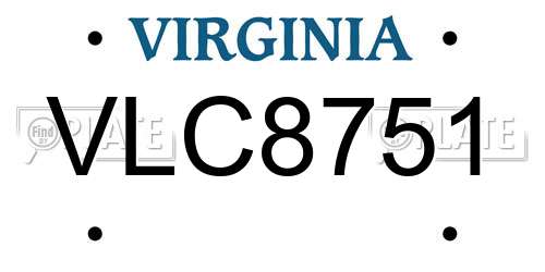 VLC8751 Virginia License Plate