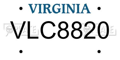 VLC8820 Virginia License Plate