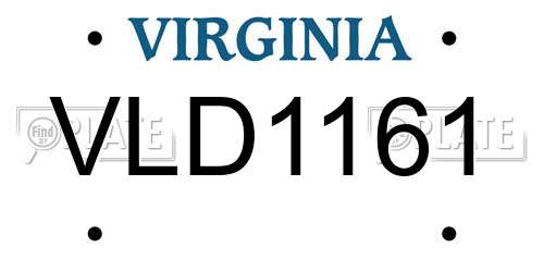 VLD1161 Virginia License Plate