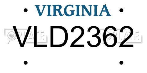VLD2362 Virginia License Plate