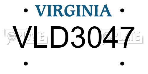 VLD3047 Virginia License Plate