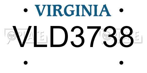 VLD3738 Virginia License Plate