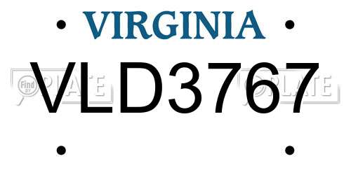 VLD3767 Virginia License Plate