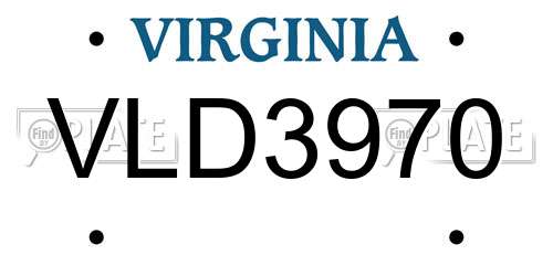 VLD3970 Virginia License Plate