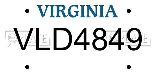 VLD4849 Virginia License Plate