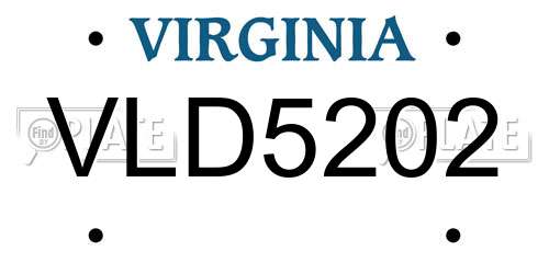 VLD5202 Virginia License Plate