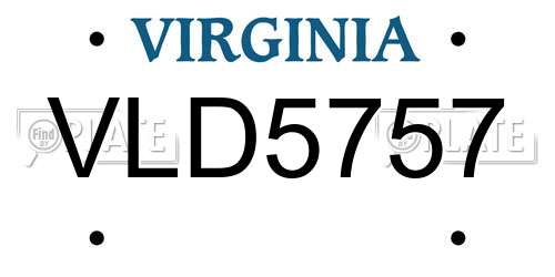 VLD5757 Virginia License Plate