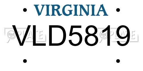 VLD5819 Virginia License Plate