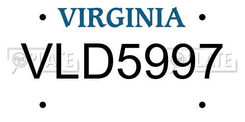 VLD5997 Virginia License Plate