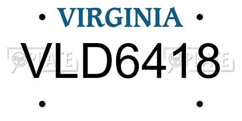 VLD6418 Virginia License Plate