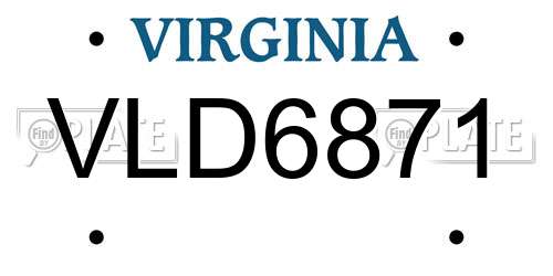 VLD6871 Virginia License Plate