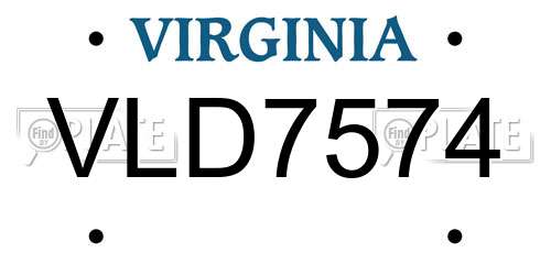 VLD7574 Virginia License Plate