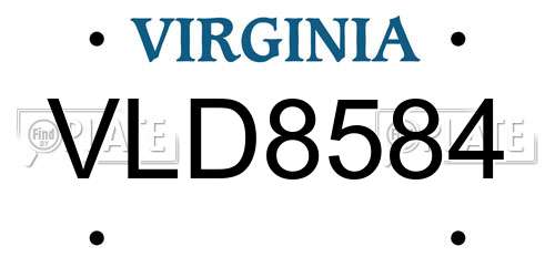 VLD8584 Virginia License Plate