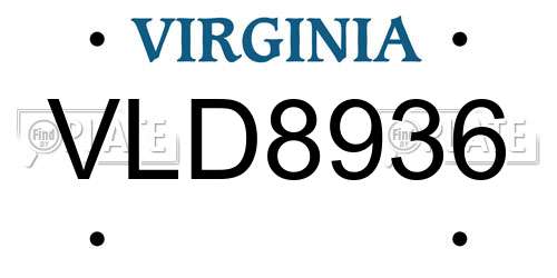 VLD8936 Virginia License Plate