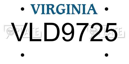 VLD9725 Virginia License Plate