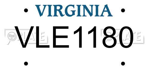 VLE1180 Virginia License Plate