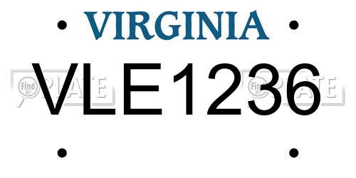 VLE1236 Virginia License Plate