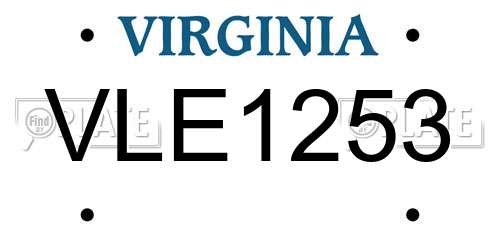 VLE1253 Virginia License Plate