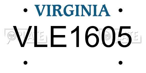 VLE1605 Virginia License Plate