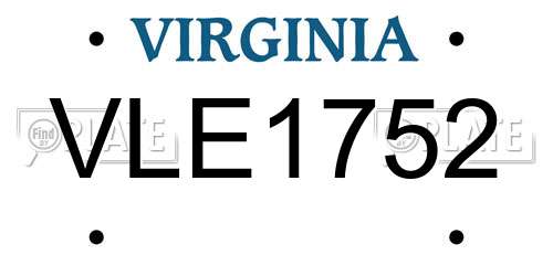 VLE1752 Virginia License Plate