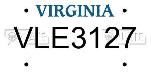 VLE3127 Virginia License Plate