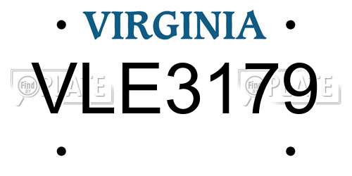 VLE3179 Virginia License Plate