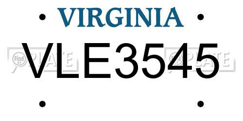 VLE3545 Virginia License Plate