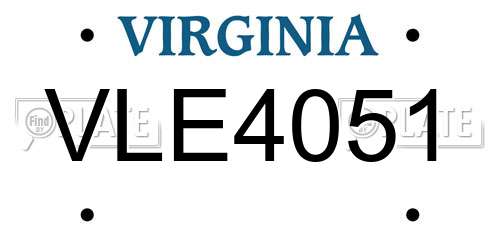 VLE4051 Virginia License Plate