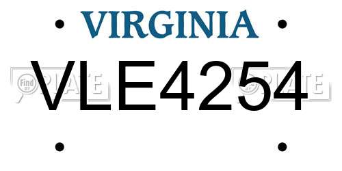 VLE4254 Virginia License Plate