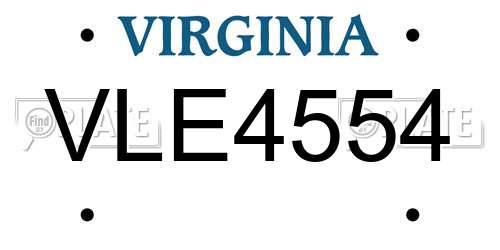 VLE4554 Virginia License Plate