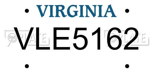 VLE5162 Virginia License Plate