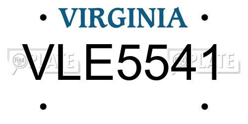 VLE5541 Virginia License Plate