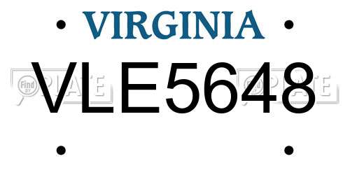 VLE5648 Virginia License Plate
