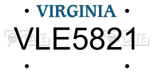 VLE5821 Virginia License Plate