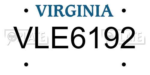 VLE6192 Virginia License Plate