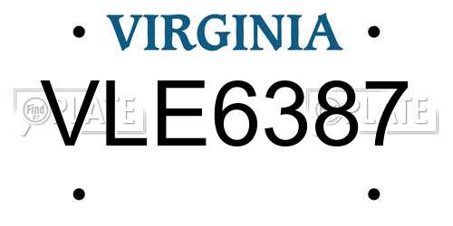 VLE6387 Virginia License Plate