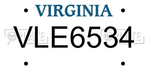 VLE6534 Virginia License Plate