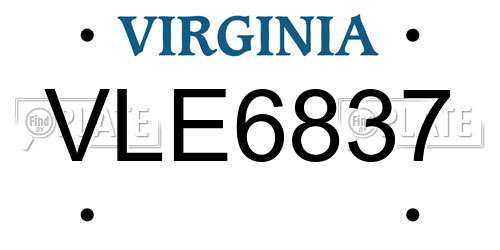 VLE6837 Virginia License Plate