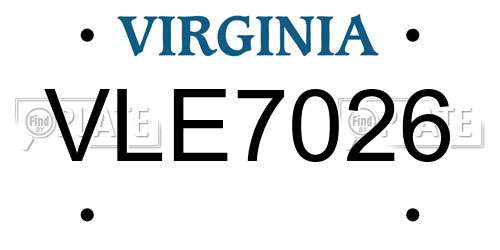 VLE7026 Virginia License Plate