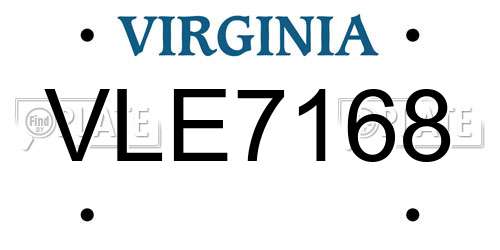 VLE7168 Virginia License Plate