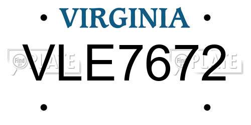 VLE7672 Virginia License Plate