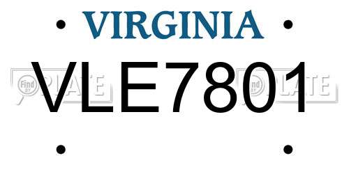 VLE7801 Virginia License Plate